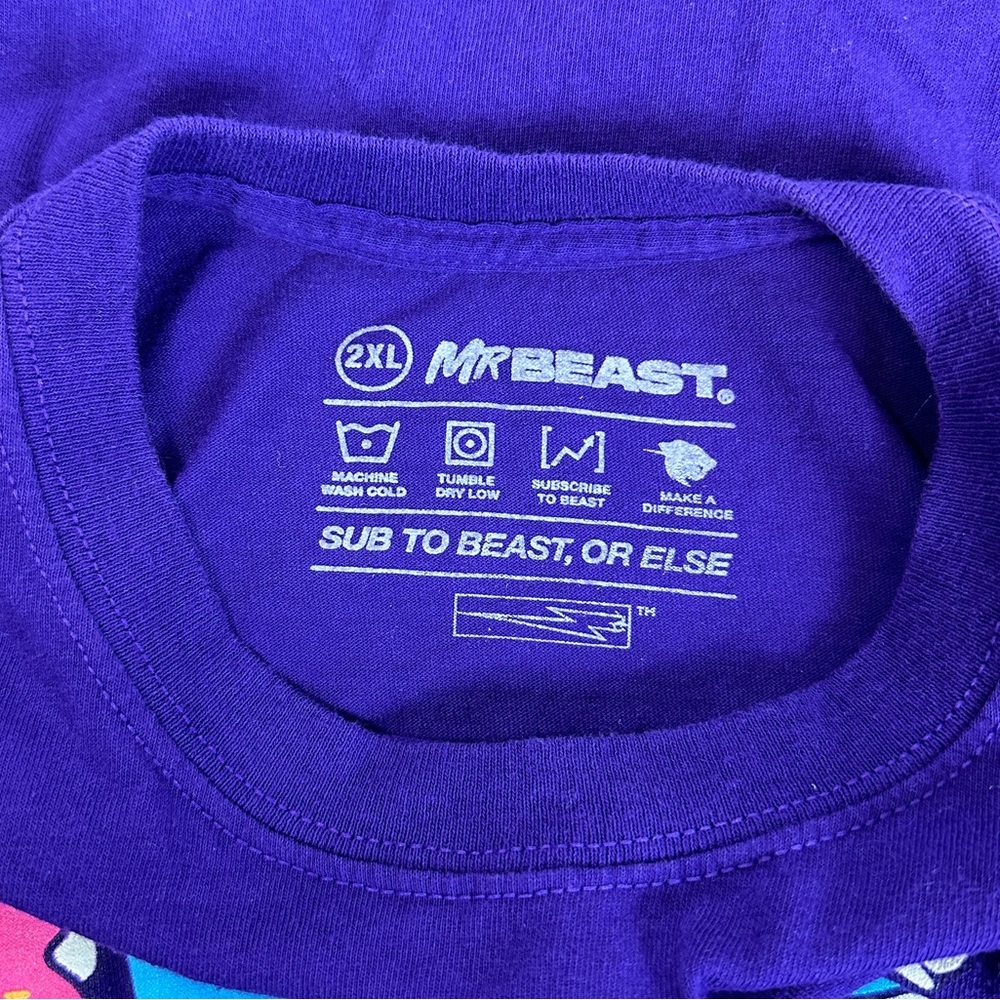 Mr Beast Frosted Purple Limited Edition Tee T-Shirt Men’s Unisex 2XL Donut - Picture 4 of 6